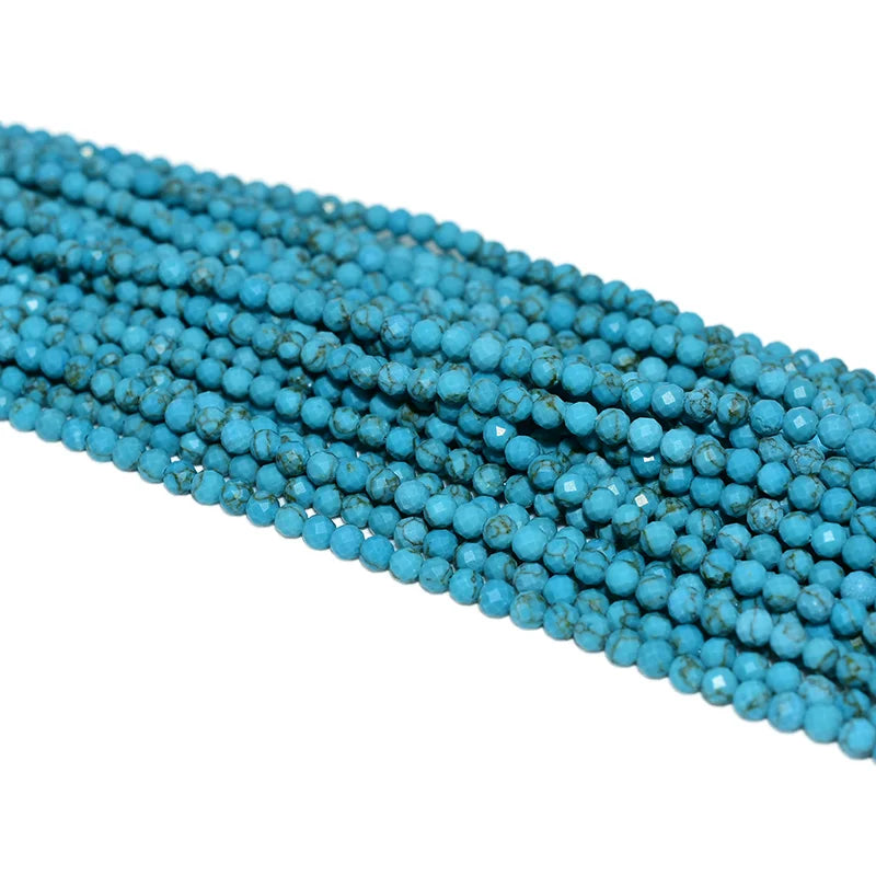 Factory Wholesale 3mm Faceted Natural Blue Turquoise Gemstone Beads for DIY Jewelry Making Stone Beads Product Category