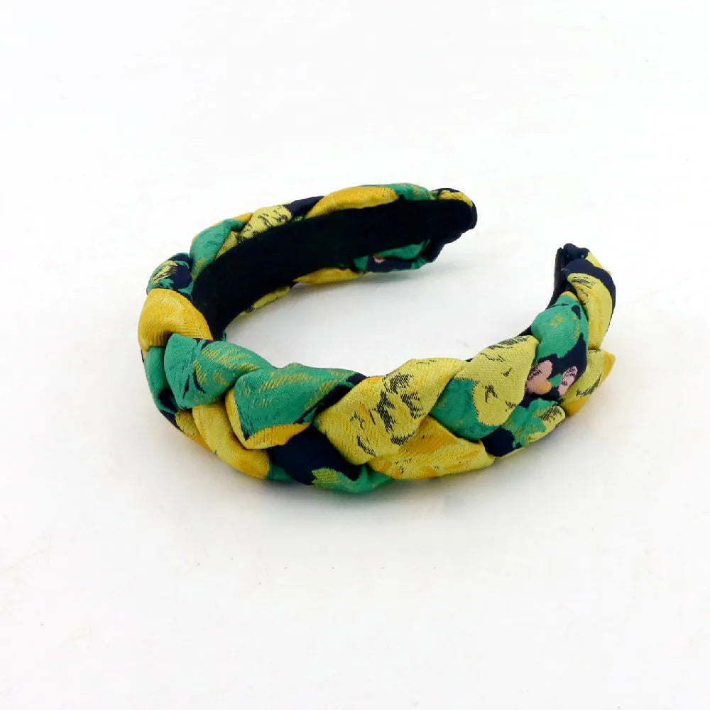 Luxury Custom Crystal Green and Gold St. Patrick Braided Pearl Headband for Girls Winter Hair Accessory