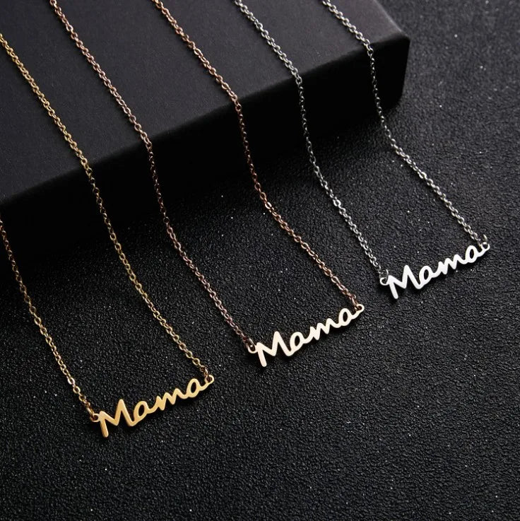 Fashion Letter Mama Necklace Gold Silver Color Mother's Day Necklace Mom Heart Pendant Necklace for Women