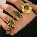 Hot-Selling 18K Stainless Steel Leopard Print Ring High-End Trendy Open Ring Niche Wholesale Furnace Electroplating Cross-Border