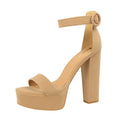 Best Selling Women's Chunky Heeled Sandals Simple One Strap Buckle Ladies High Heels Fashion Convenient Elegant Women Shoes