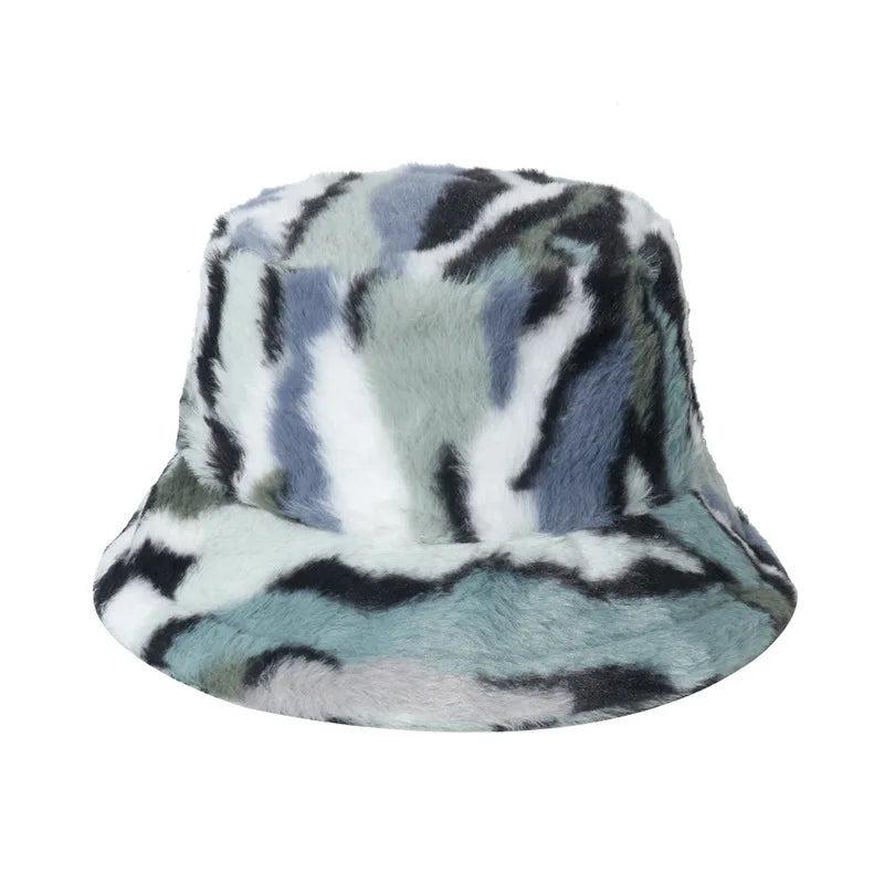 Outdoor Fisherman Cap Adults Casual  Warm Hat Fashion Imitation of Rabbit Hair Fabric Winter Bucket Hat
