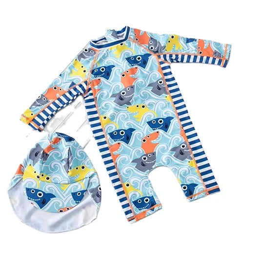 JJYM-HLYL Eco Friendly Swimwear Boy's Fashion Cartoon Print Two Piece Swimsuit Children's Beachwear