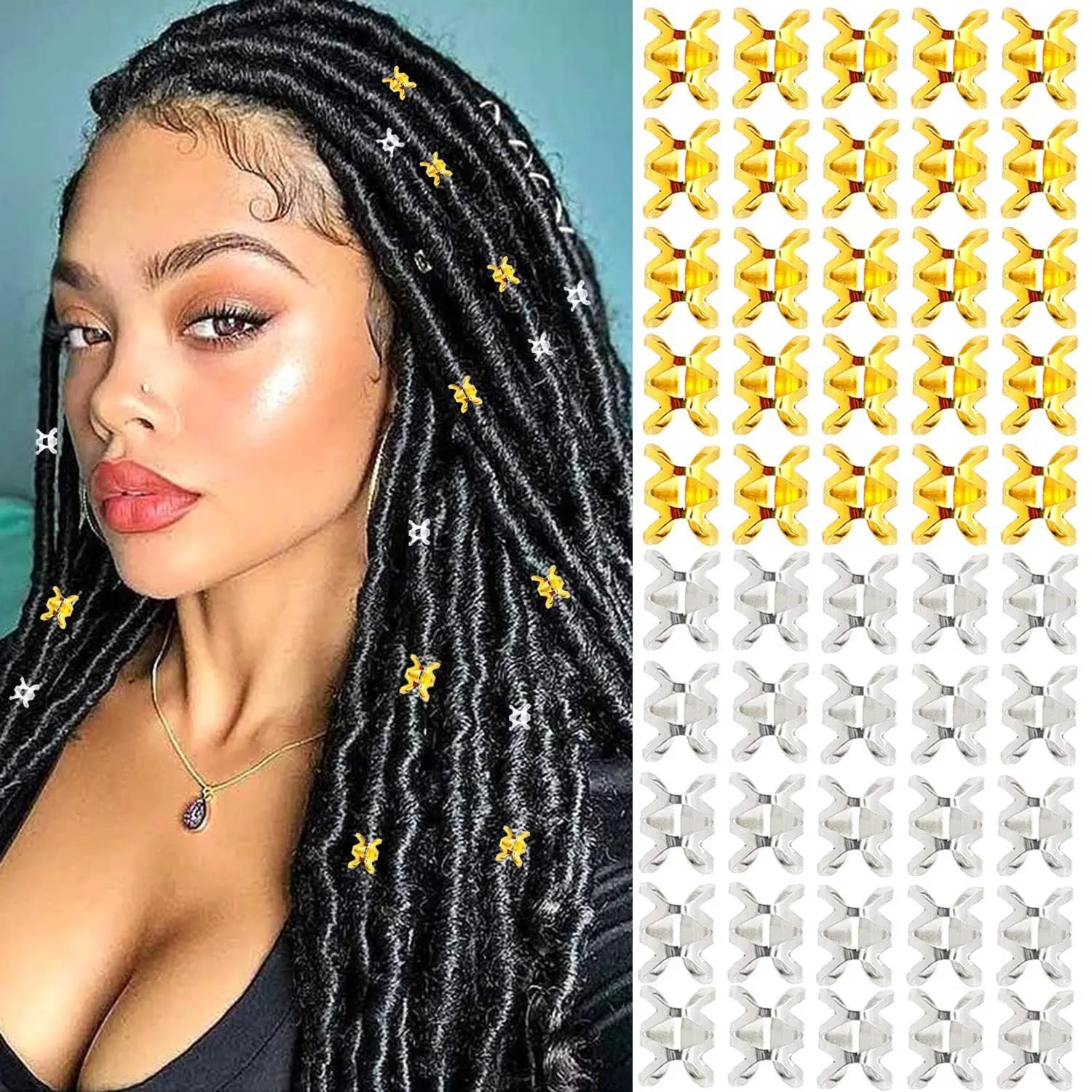 Alloy Hair Rings Braid Accessories Gold Silver Embossed Hollow Aluminum Buckle-European American Style Wedding Occasion Hj Brand