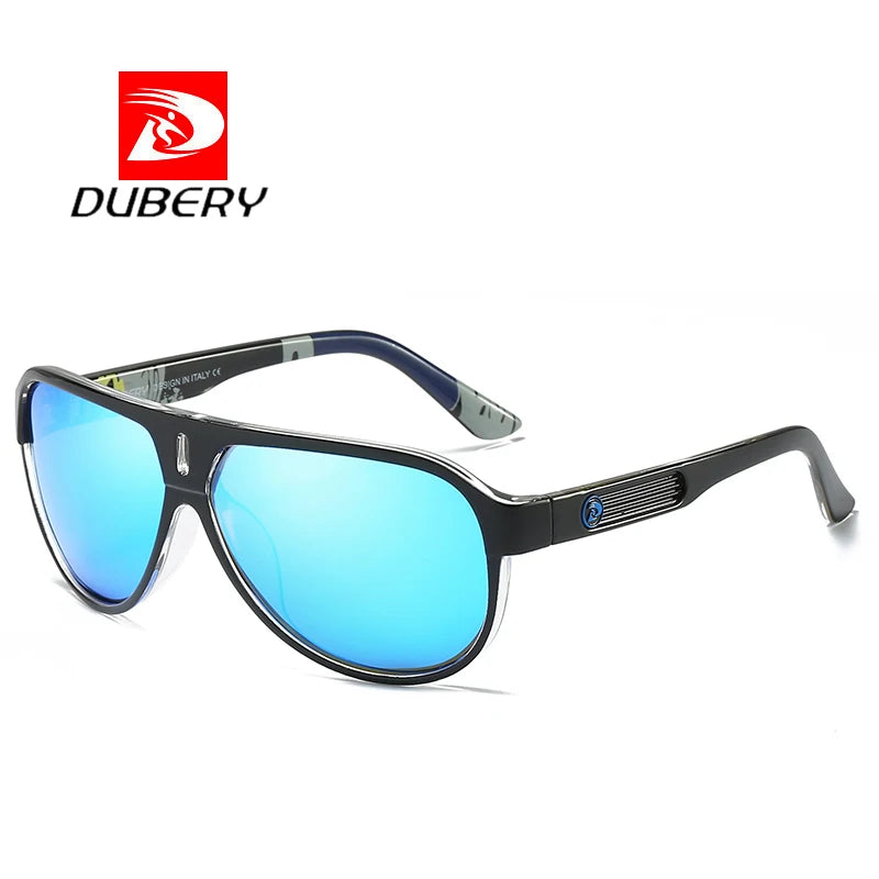 DUBERY 2026 Men's Sunglasses Hot Sale One-Piece Lens Party Glasses with Tea Frame Personalized Future Prom Glasses