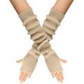 Fashion Girl's Autumn and Winter Warm Solid Color Plus Long Arm Cover Classic Plain Knit Sleeve Fingerless Gloves for Women