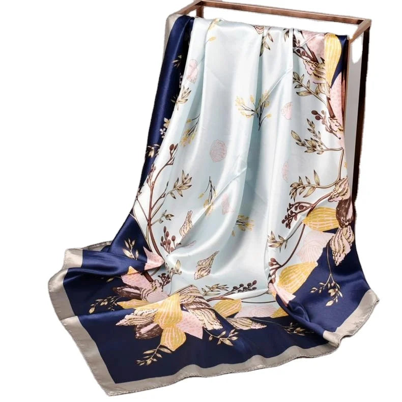 New Style Large 90*90  Silk Scarf for Women Custom Printed Muslim  Shawl Hijab Winter Wholesale Other Scarves
