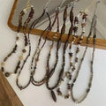 Handmade Natural Stone Crystal Wood Beads Necklace Retro Fashion Beaded Necklace for Women