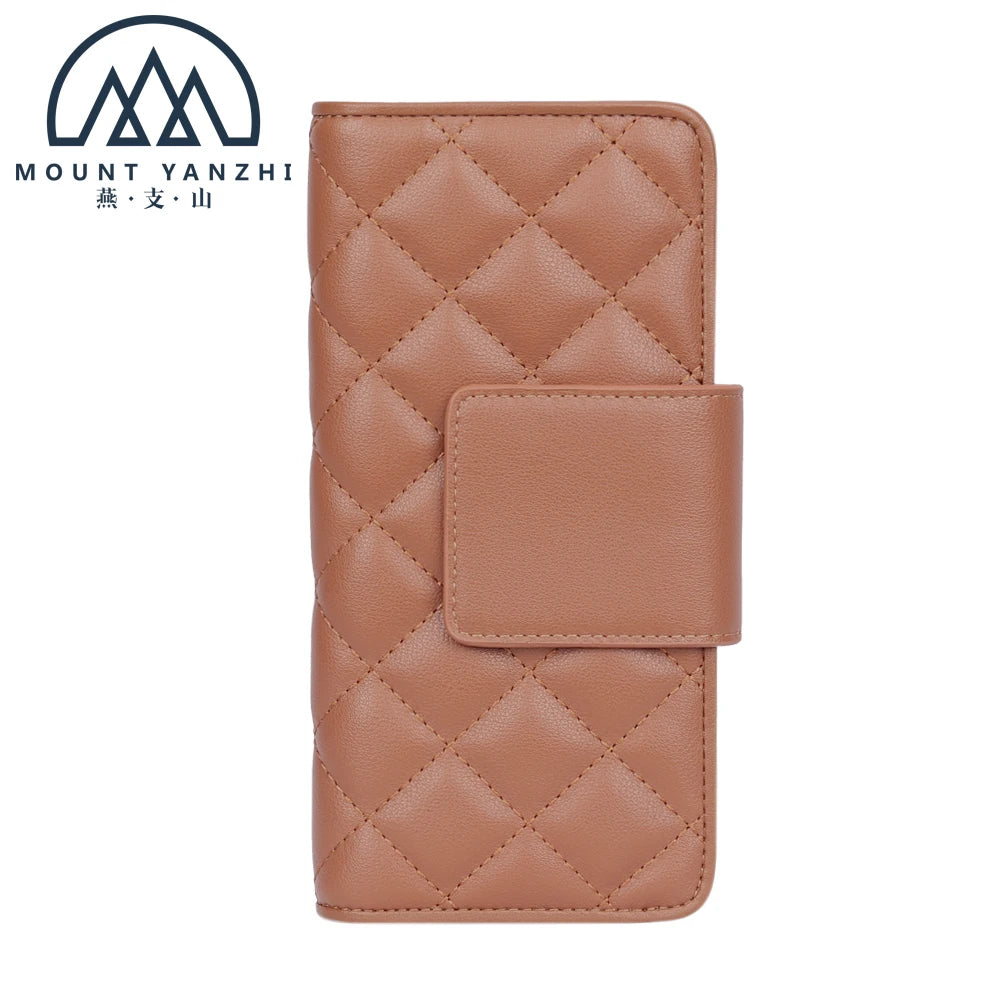 2026 New Handmade Custom Logo Luxury RFID Blocking Genuine Leather Bifold ID Credit Card Holder Wallet Women Long Clutch Purse