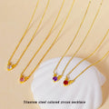 G3974 Wholesale Titanium Steel Necklace Deer Colored Zircon Pendant Necklaces for Valentine's Day Gift