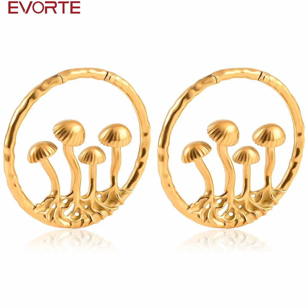 Evorte 10PC Classic Flower Ear Hangers Gauges Stainless Steel Magnetic Ear Weights Expander Dangle Ear Tunnels Plugs Jewelry