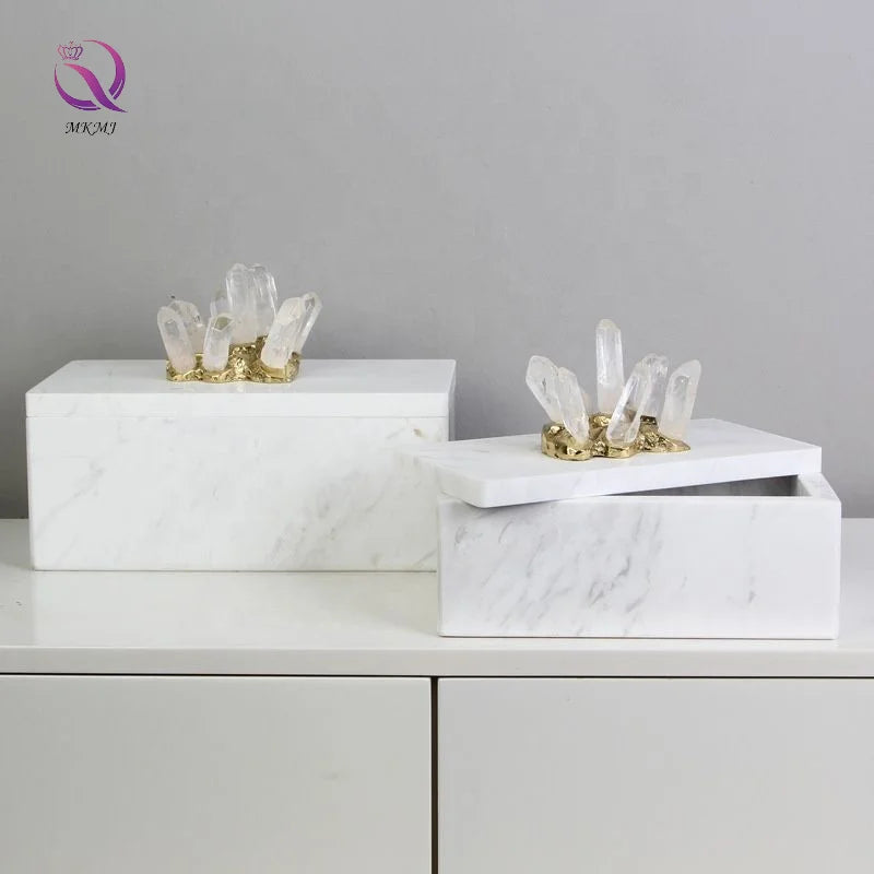 Modern Model Room Living Room Storage Jewelry Box Marble Storage Box Decoration Natural Stone Home Decor Ornaments