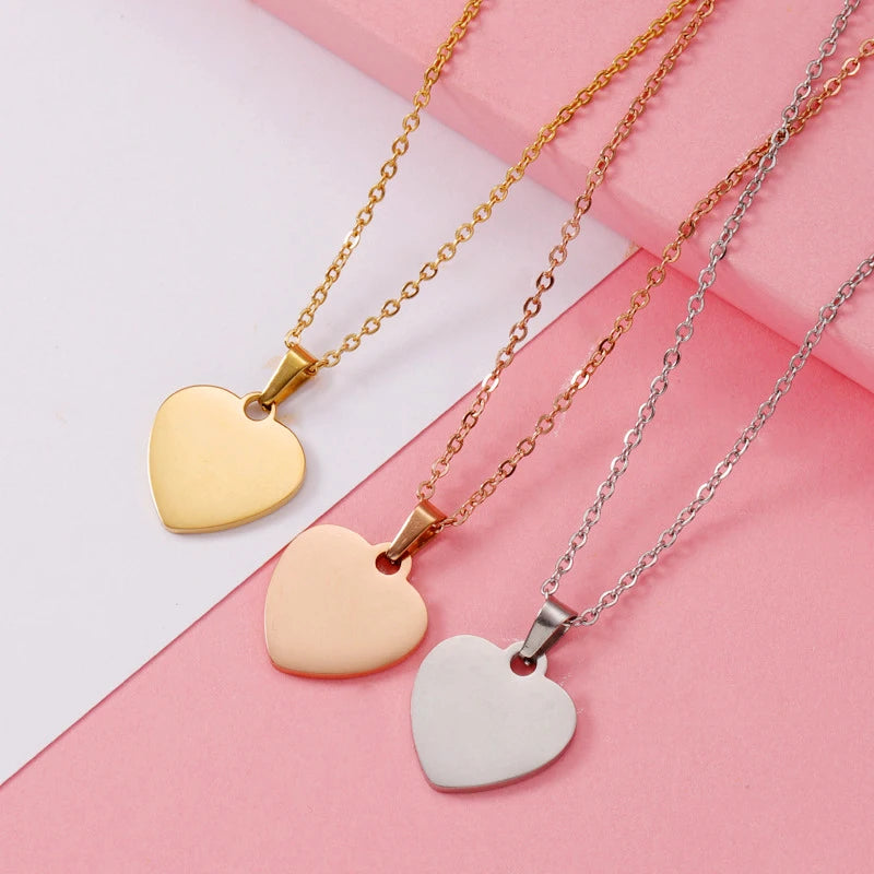 Elegant Female Gift Non Tarnish Silver Rose 18K Gold Plated Stainless Steel Heart Pendant Necklace Jewelry for Women
