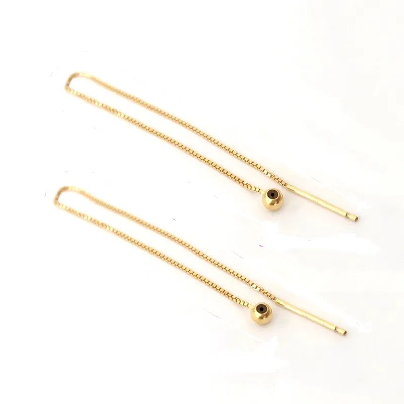14K Gold Filled 0.7mm GF Box Chain 3mm Silicone Beads Adjustable Earrings DIY Tarnish Resistant Jewelry Findings Accessories