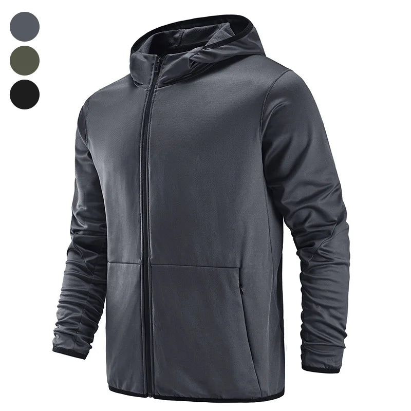 High Quality Zipper Casual Outdoor Long Sleeve Hooded Coat Custom Running Windbreaker Sports Yoga Jacket for Men