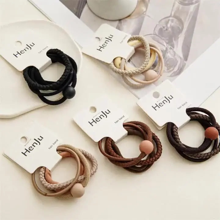 New Simple Elastic Rubber Band Rope Fashion Hair Tie Set High Stretch Hair Accessories for Women