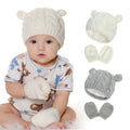 New Infant Baby Kids Girls Boys Winter Warm Knit Hat Ear Solid Warm Cute Glove 2pcs Lovely Beanie Kids Newborn Cap 0-18M