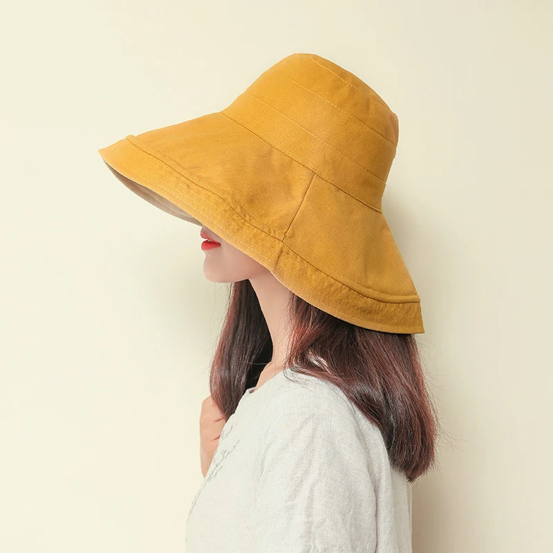 Wholesale Fashion Outdoor Sun protection Fold Fisherman Beach Wide Brim Bucket Hats for Women