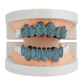 Hip Hop Bling Cubic Zircon Silver Iced Out Grillz Cooper Crystal Jewelry Top & Bottom Grillz Teeth Body Jewelry