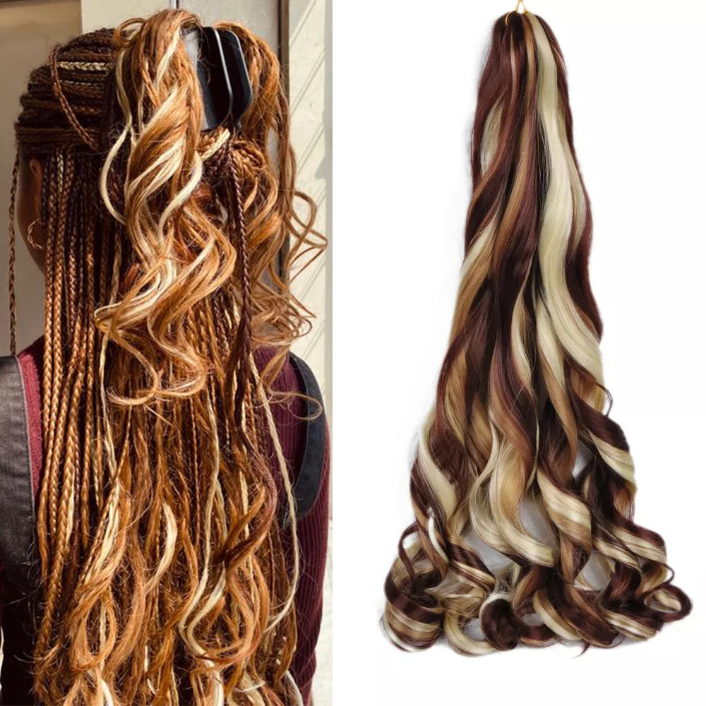 Wholesale African Women Spiral Curly French Curl Braids Hair Synthetic Loose Wave Hair Extensions Braiding Hair