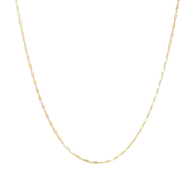 Minimalist Fashion Jewelry Necklaces 925 Sterling Silver Chain Necklace Small square Cube Shape Gold Plated Necklace Women