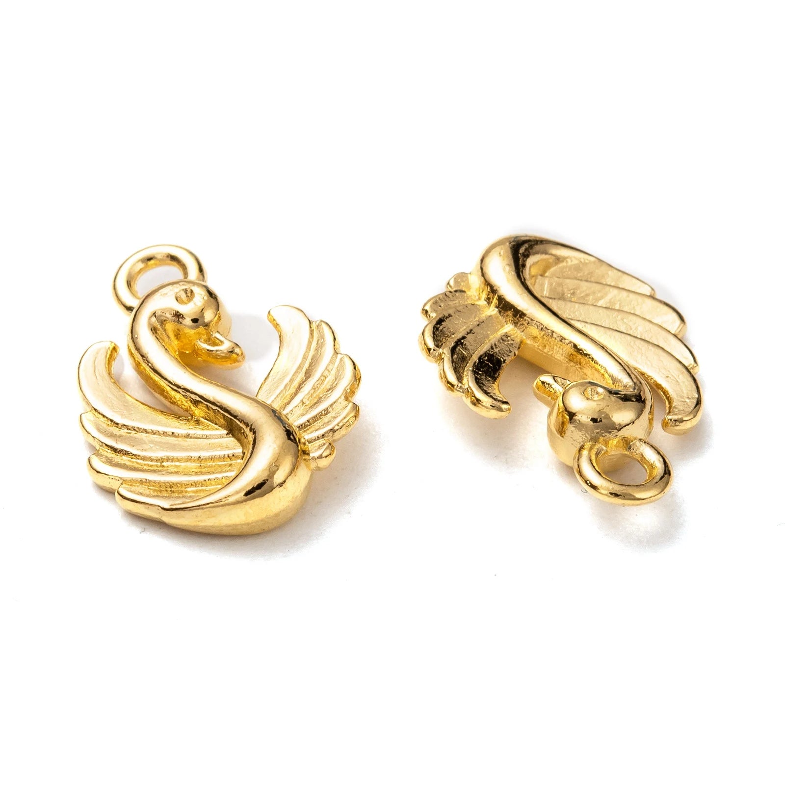 100 Pcs Cadmium-Free Lead-Free Tibetan Style Swan Alloy Pendants Golden Tibetan Style Gold Plated for Children