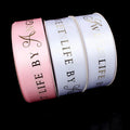 Custom Golden Logo White Pink Polyester Satin Luxury Single Face High Tenacity Ribbon Roll Gift Packing Christmas Ribbons