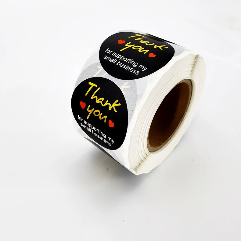 TYC Vinyl Strong Adhesive Waterproof Customizable Thank You Stickers 2 Inch Rolls for Small Business Use