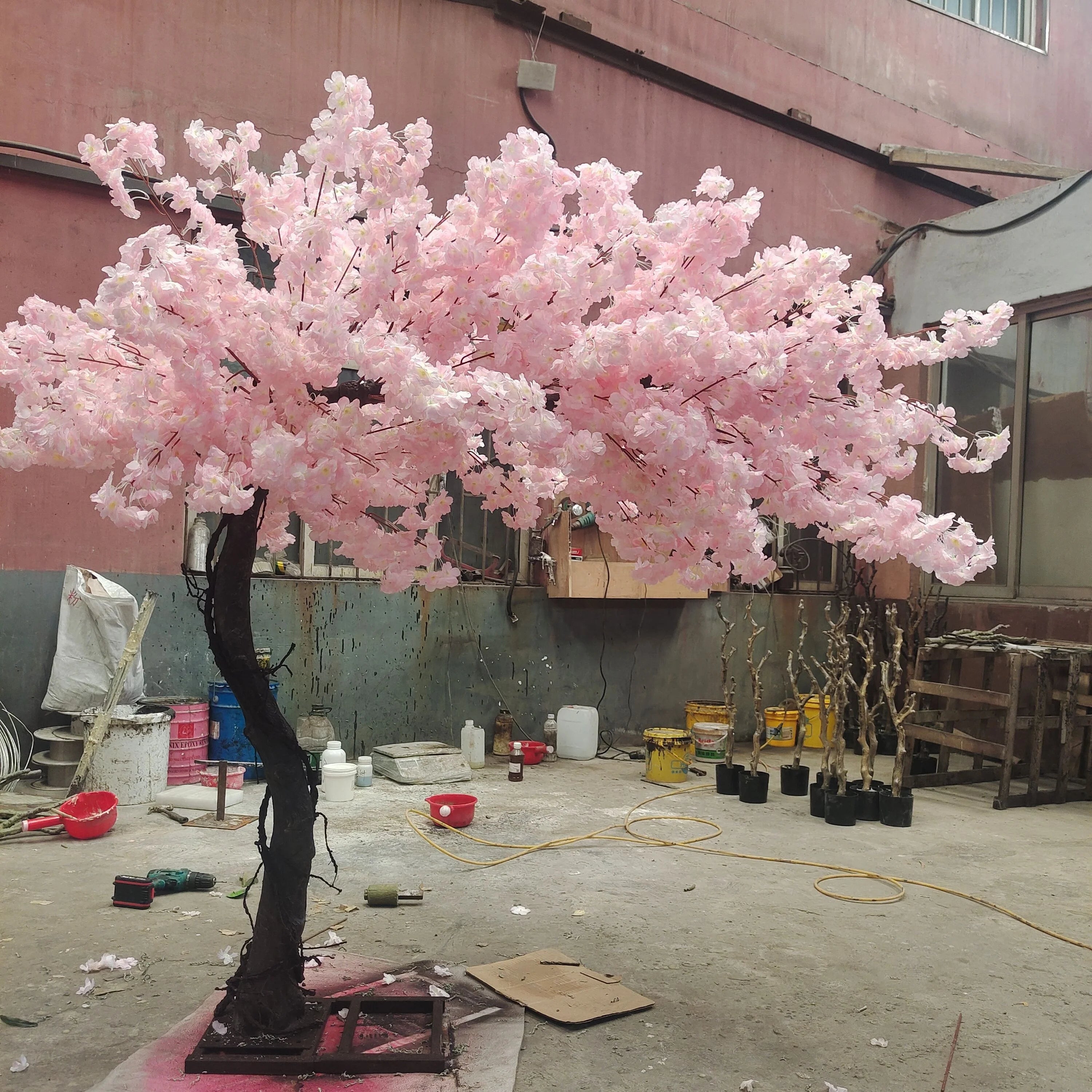 M233 Indoor Outdoor Pink White Wedding Faux Cherry Blossom Tree Arch Decoration Artificial Cherry Blossom Tree Wedding