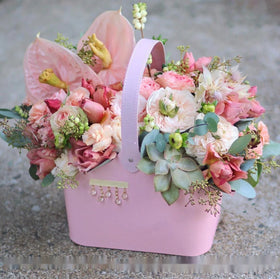 Colorful Flower Box Flower Packaging BOX Handmade Rose Gift Box Customized Color Printed Portable Flower Basket