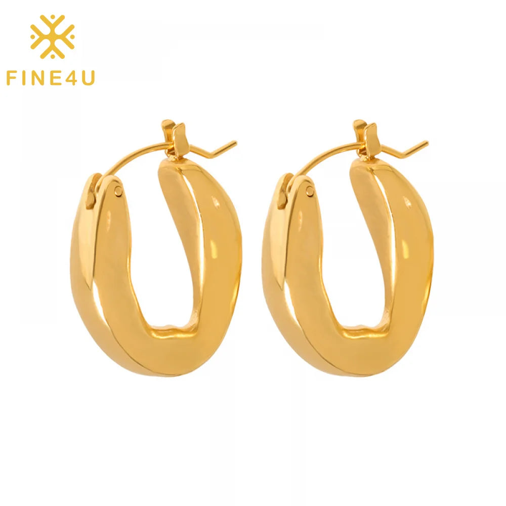 Wholesale Tarnish Free Waterproof Hyperallergic Jewelry Women Geometric Stainless Steel Gold Plated Hoop Huggies Earrings
