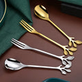 Unique Leaf Shape Stainless Steel Drink Coffee Tea Spoon Fork Set for Gift Souvenirs
