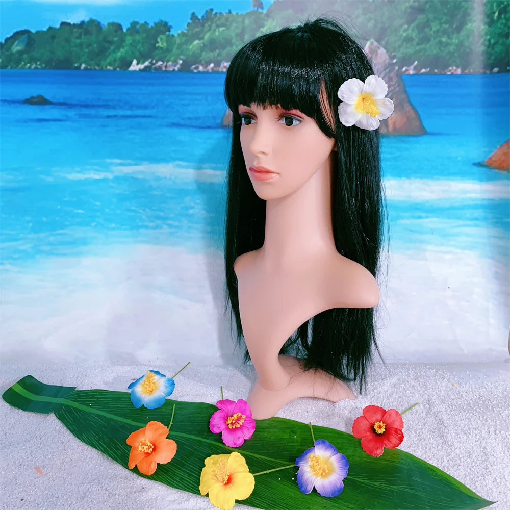 7CM Bride Artificial Hawaii EVA Foam Hibiscus Flower Hair Pick Island Party Crown Flower