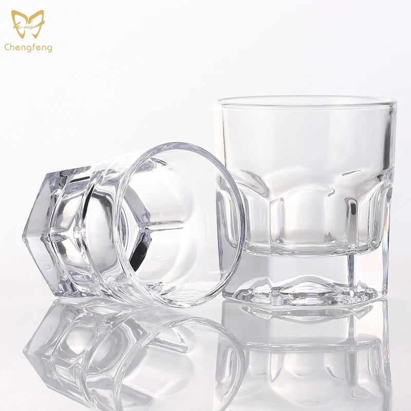 120ML/180ML Commercial Rock Cups Old Fashioned Glass Hexagonal Thick-Base Whiskey Beer Juice Drinking for Bar Restaurant Parties