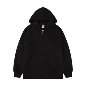 490g 100% Cotton French Terry High Quality Customized Logo Oversized Zip-up Hoodies with Print Pattern for Autumn Season