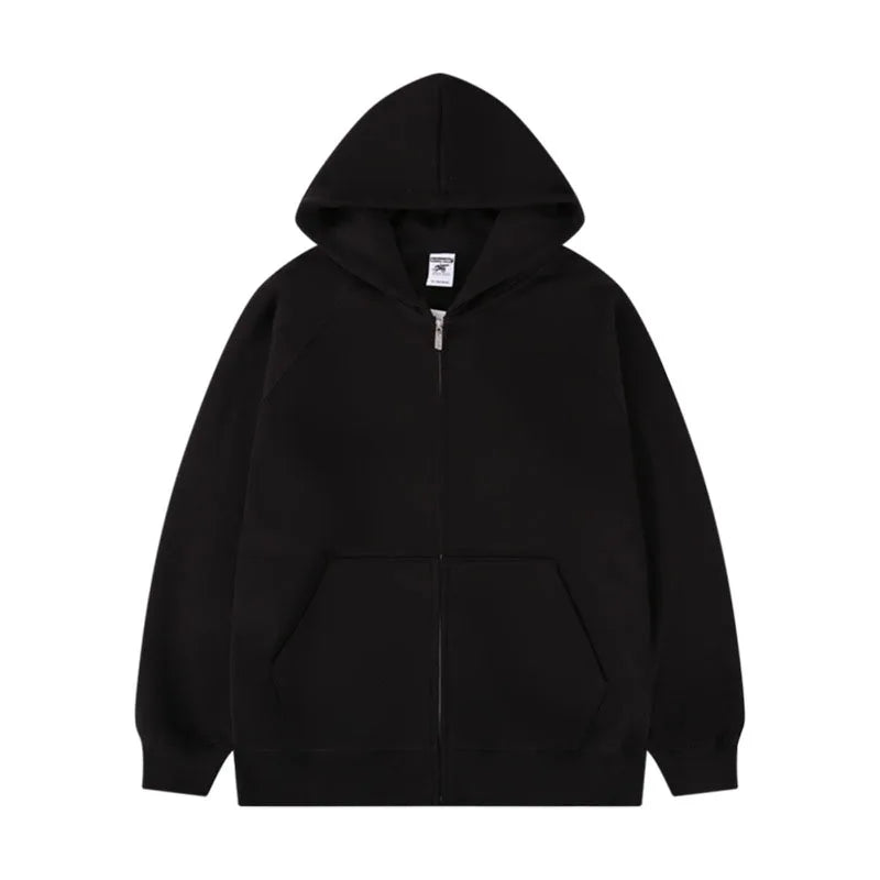 490g 100% Cotton French Terry High Quality Customized Logo Oversized Zip-up Hoodies with Print Pattern for Autumn Season
