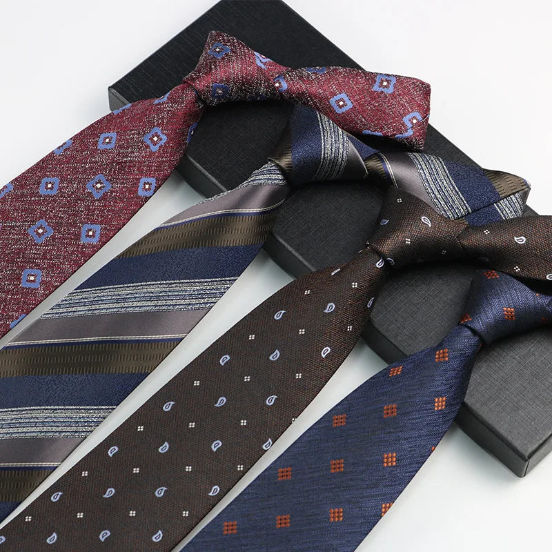 Hot Selling Men's 8cm Formal Necktie Geometric Pattern Business Polyester Tie Accessories for Parties