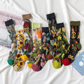 Hot Sale Transparent Glass Silk Tube Women Socks Summer Thin Casual Short Ankle Socks Casual Art Floral Flower Socks
