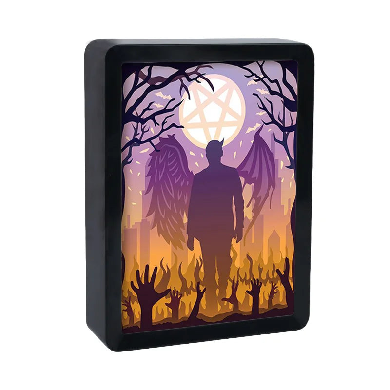 New Product Hot Sale Cool Lucifer Art Paper-cut Night Light Luxury Living Room Decoration Plastic Photo Frame
