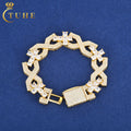 Mens Luxury Hip Hop Jewelry 14mm 925 Sterling Silver Princess Cut Vvs Moissanite Diamond Iced Out Cross Bracelet for Party