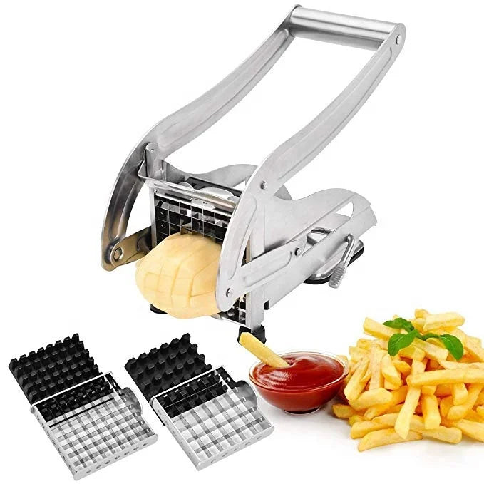 Commercial Food Grade Manual Vegetable Tools Potato Chips Cube Slicer Stainless Steel Potato French Fry Cutters with Suction Pad