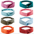 Womens Ladies Solid Color Stretchy Twist Faux Chamois Turbans Elastic Headwrap Padded Suede Headband