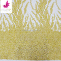 HY2961-4 Heavy Design Gold Color Beaded Tulle Lace Fabric With Pearls and Sequins for Woman Wedding Evening Dress