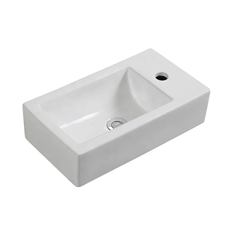 New Design Modern Hotel Use Bathroom Wall Hung Rectangular Hand Painted Single Hole Wash Basin