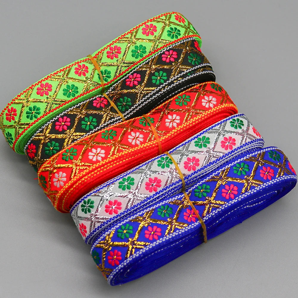 Factory Direct Selling Colorful Strap Webbing Woven Ethnic Style Polyester Jacquard Webbing for Home Textile