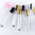 Vintage 10ml Slim Cylinder Glass Bottles Round & Square Mini Essential Oils with Thick Bottom Clear for Storage