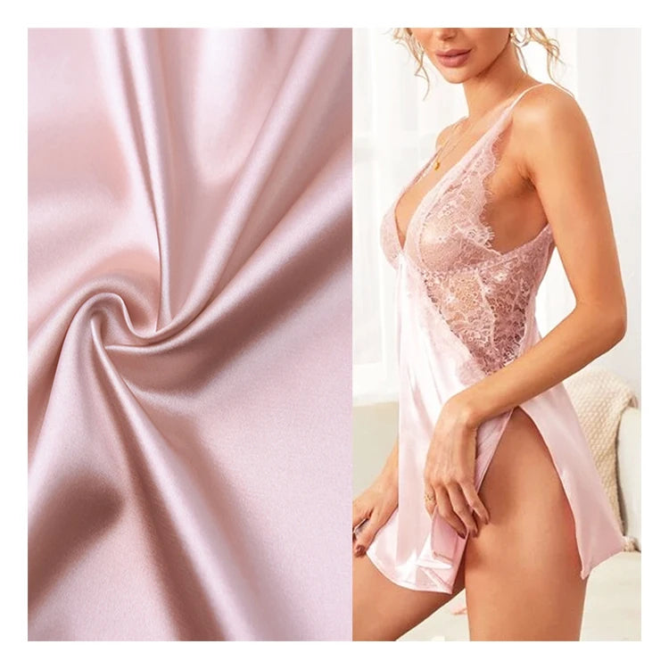 Polyester Satin Fabric 50D 75D 150D BABYDOLL Chemises Sexy Dress Fabric Customist Satin Fabric for Dress