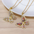 Trending butterfly Dragonfly Pendant Necklace Jewelry Brass with Fine Gold Plated Zircon Iced Out Glitter Beads Design for Women