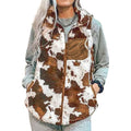 High Quality Women's Cow Prints Winter Fashion Vest Jacket Sleeveless Causal Autumn Plush Zip up Coat Jackets