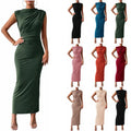 Women Long Dresses Sleeveless back slit ruffled bodycon fashion Maxi Bodycon Dress